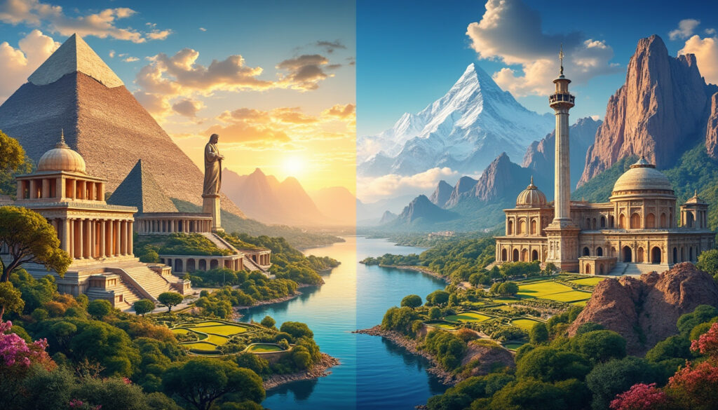 découvrez les 7 merveilles du monde antique et moderne, des chefs-d'œuvre historiques aux trésors contemporains incontournables à explorer.
