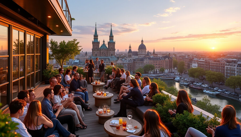 découvrez les meilleurs rooftops d'amsterdam pour profiter de bars avec vue panoramique exceptionnelle sur la ville, idéal pour une soirée inoubliable.
