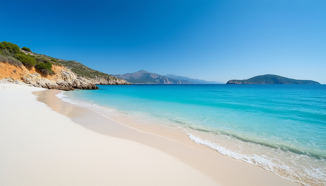 découvrez la plage du grand sperone en corse, un cadre idyllique aux longues étendues de sable blanc et aux eaux cristallines.